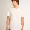 Vit T-shirt för herr med silverglittrande stjärna på framsidan Vit T-shirt för herr med silverglittrande stjärna på framsidan