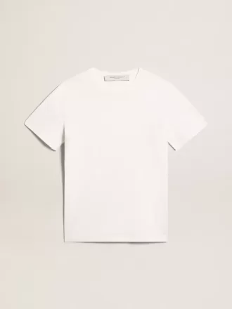 Vit T-shirt för herr med slitna detaljer