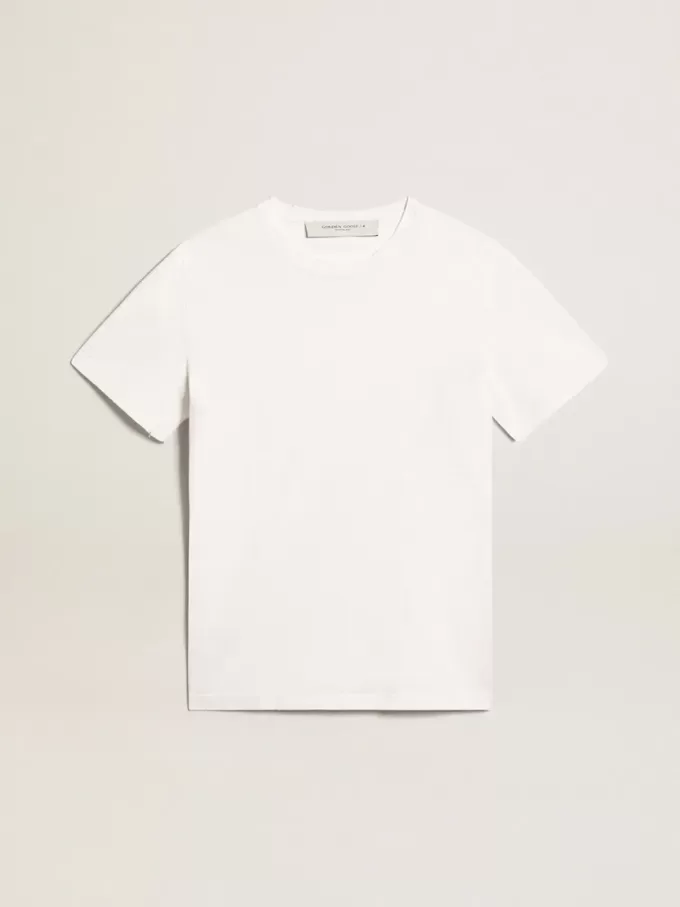 Vit T-shirt för herr med slitna detaljer Vit T-shirt för herr med slitna detaljer