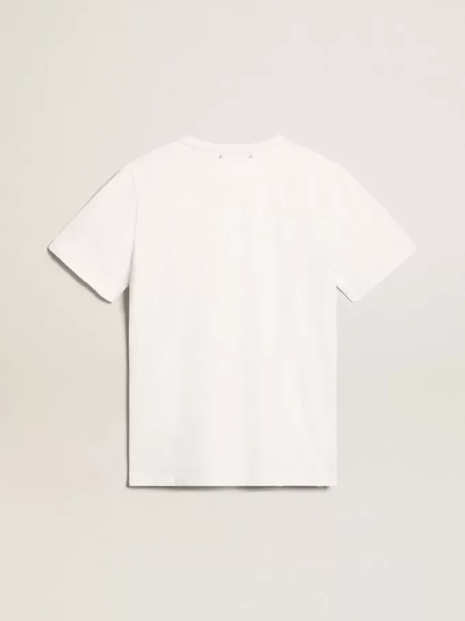 Vit T-shirt för herr med slitna detaljer Vit T-shirt för herr med slitna detaljer