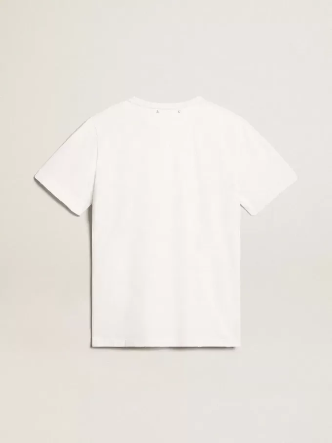 Vit T-shirt för herr med slitna detaljer Vit T-shirt för herr med slitna detaljer