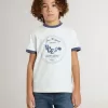 Vit T-shirt för pojkar med blå tryck Vit T-shirt för pojkar med blå tryck