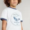 Vit T-shirt för pojkar med blå tryck Vit T-shirt för pojkar med blå tryck