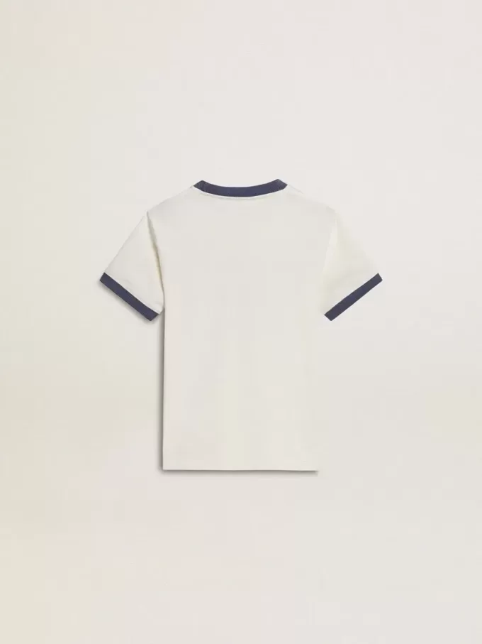 Vit T-shirt för pojkar med blå tryck Vit T-shirt för pojkar med blå tryck