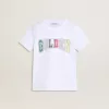 Vit T-shirt för pojkar med flerfärgat guldtryck Vit T-shirt för pojkar med flerfärgat guldtryck