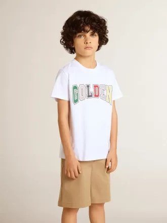 vit t shirt fr pojkar med flerfrgat guldtryck 2 330x440 - Vit T-shirt f&ouml;r pojkar med flerf&auml;rgat guldtryck