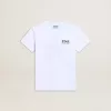 Vit T-shirt för pojkar med kontrasterande mörkgrön logotyp och stjärna Vit T-shirt för pojkar med kontrasterande mörkgrön logotyp och stjärna