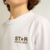 Vit T-shirt för pojkar med kontrasterande mörkgrön logotyp och stjärna Vit T-shirt för pojkar med kontrasterande mörkgrön logotyp och stjärna