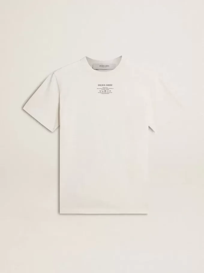 Vit T-shirt i bomull för herr med svart text Vit T-shirt i bomull för herr med svart text