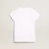 Vit T-shirt med central Golden-text i kristaller