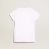 Vit T-shirt med central Golden-text i kristaller