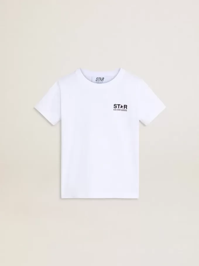 Vit T-shirt med kontrasterande svart logotyp och stjärna Vit T-shirt med kontrasterande svart logotyp och stjärna