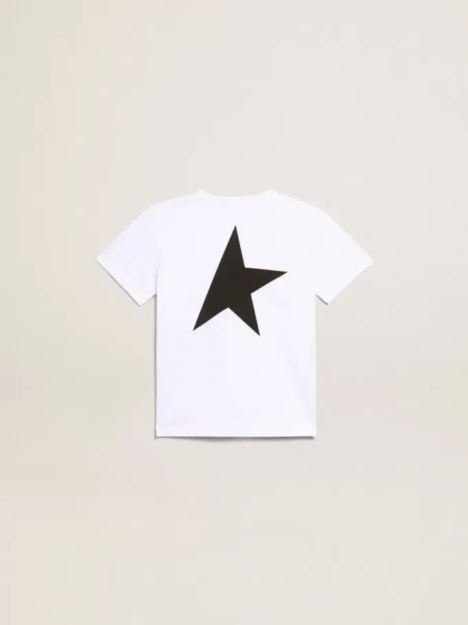 Vit T-shirt med kontrasterande svart logotyp och stjärna Vit T-shirt med kontrasterande svart logotyp och stjärna