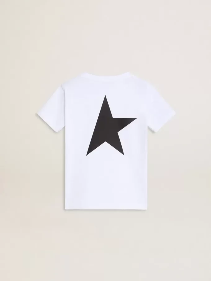 Vit T-shirt med kontrasterande svart logotyp och stjärna Vit T-shirt med kontrasterande svart logotyp och stjärna