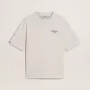 Vit unisex-T-shirt med medelhavstryck och Pescheria Golden-märke på ärmen Vit unisex-T-shirt med medelhavstryck och Pescheria Golden-märke på ärmen