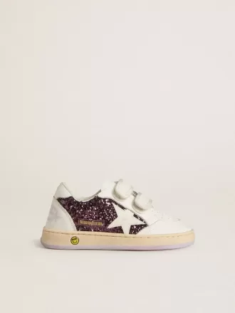 Young Ball Star i lila glitter med vit läderstjärna och hälflik
