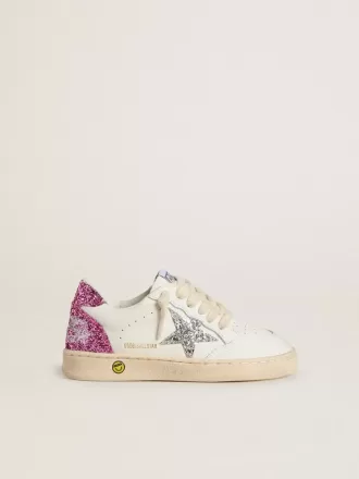 Young Ball Star med silverglitterstjärna och rosa glitterhälflik