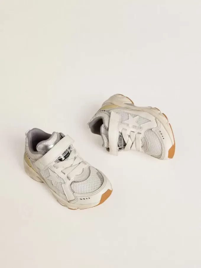 Young Lightstar i vitt läder och mesh med vit läderstjärna Young Lightstar i vitt läder och mesh med vit läderstjärna