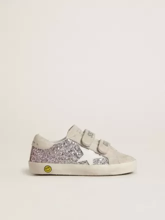 Young Old School i silver och rosa glitter med vit läderstjärna