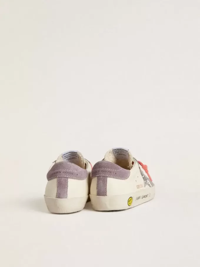 Young Super-Star med silverglitterstjärna och insatser i lila mocka Young Super-Star med silverglitterstjärna och insatser i lila mocka